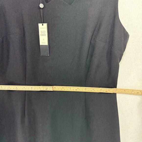 Talbots Dress Women 8 Black Sheath Scalloped Sleeveless Elegant Preppy Classic - Picture 10 of 14